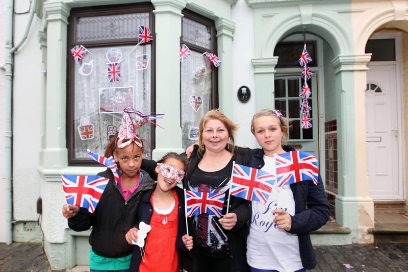 Edinburgh Rd, Queens Park, Jubliee street party. L-R Mya Henry, Megan Bates, Jane Fullthorpe and Nikita Bates win the best decorated house competition.