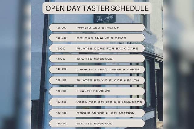 This Saturday’s open day (March 2) will include free taster sessions of the different services available, as shown above.