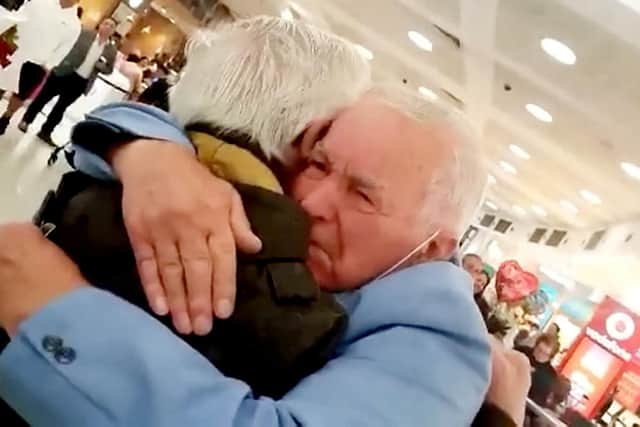 The heart-warming moment long-lost brothers Ted and Geoff Nobbs were reunited 77 years after Geoff left Northampton for Australia