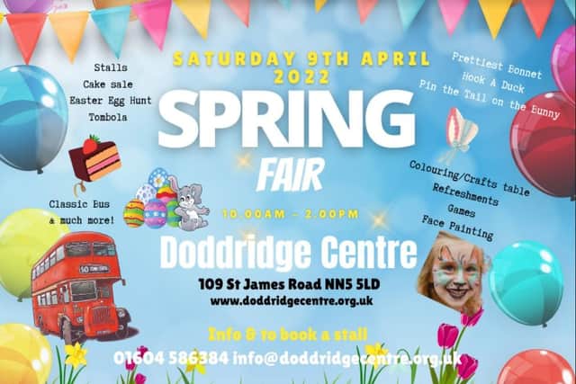 Poster for the Spring Fair at the Doddridge Centre in Northampton.