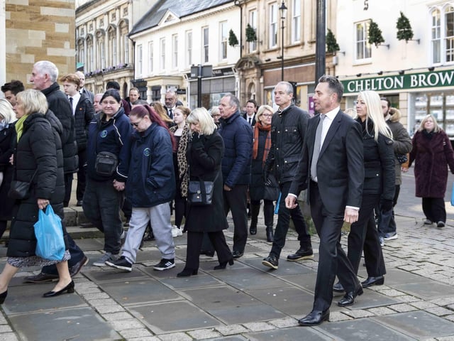 Hundreds gathered in the Market Square on Wednesday morning (December 7) to pay their respects to town legend Eamonn 'Fitzy' Fitzpatrick
