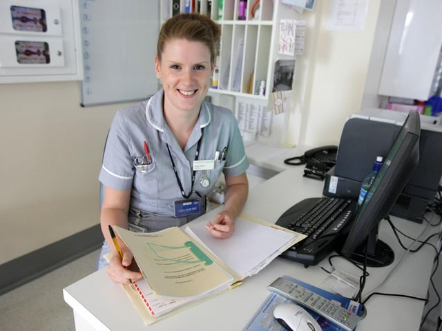 2010 - The Day Surgery Unit at Northampton General Hospital which only opened earlier this year and has recently treated its 2,000th patient. Pictured: Helen Watson, staff nurse, at work in the unit.