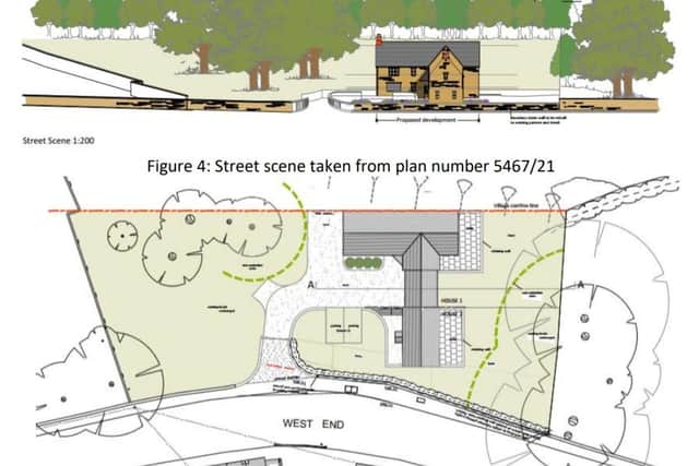 Plans submitted for the two homes off West End. Taken from appeal docs.