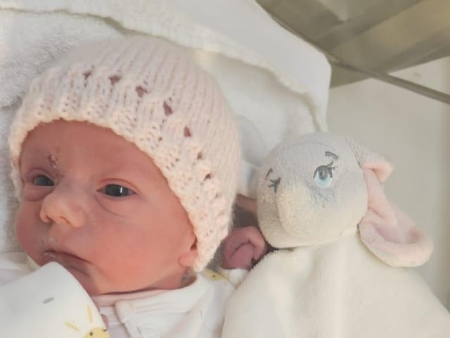 Emilia Rose born on at 3.21pm on February 2 at Northampton General Hospital, weighing 5lbs.