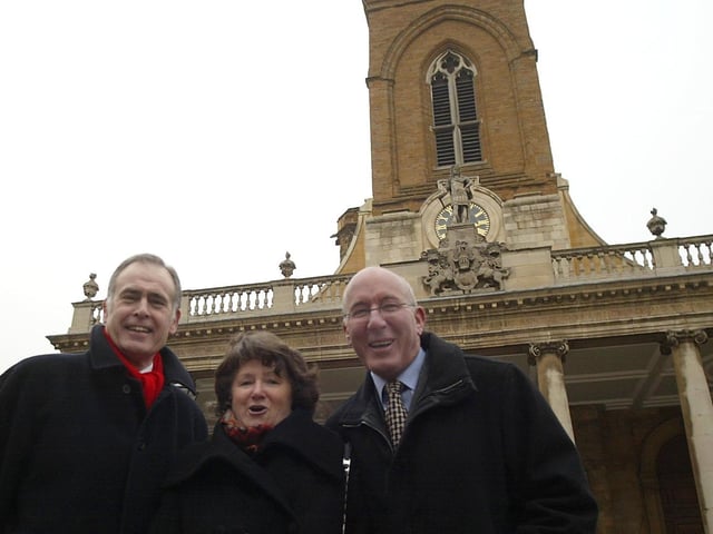 Baroness Andrews outside All Saints Church on her tour of Northampton.