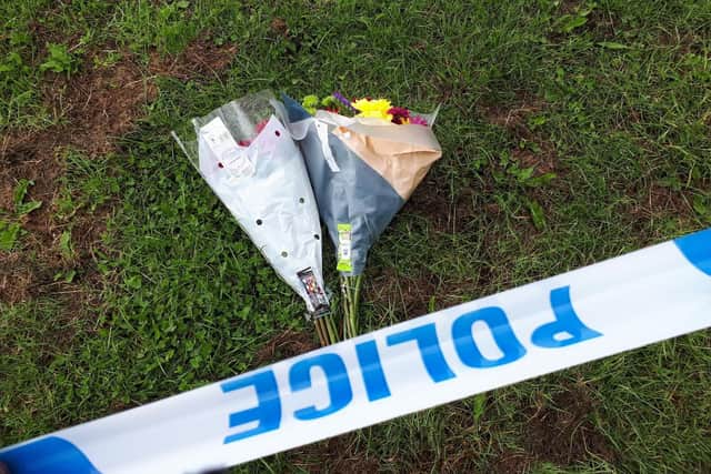 Flowers left at the scene of Dylan Holliday's death