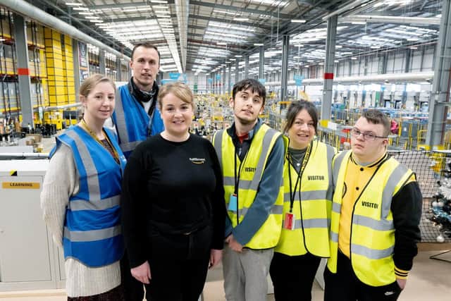 Students and staff from The Bee Hive with Amazon tour leader, Lauren Steeples