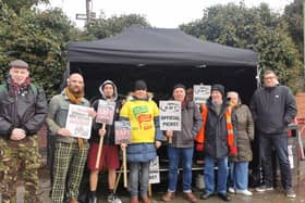 RMT members on strike outside Northampton Railway Station on Wednesday (January 4)