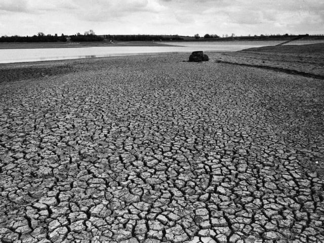 Pitsford Reservoir was twenty feet below its normal level for the time of year