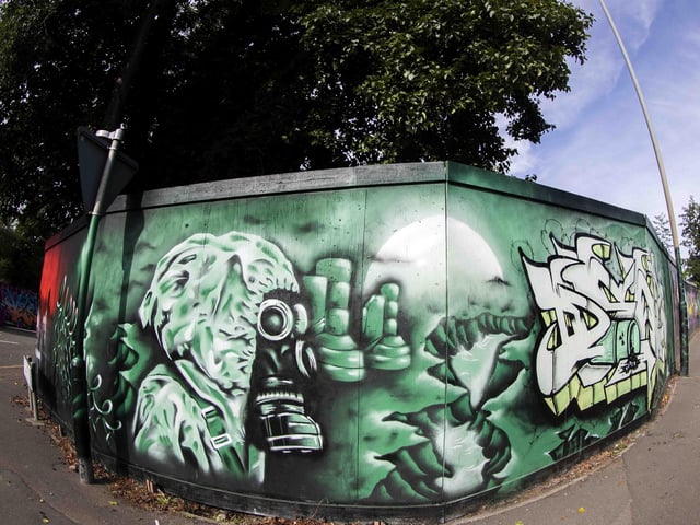 Some of the UK's top graffiti artists sprayed walls and boards in Sol Central, Green Street and St Peter’s Way with the intention to increase community pride and reduce crime