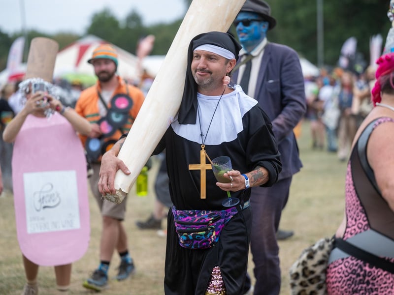Festival goers taking part in the annual Shambala Carnival. This year’s theme was ‘Pun Intended'. Photo by David Jackson.