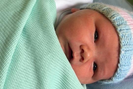 Hudson born on August 8, weighing 8lbs 14oz.