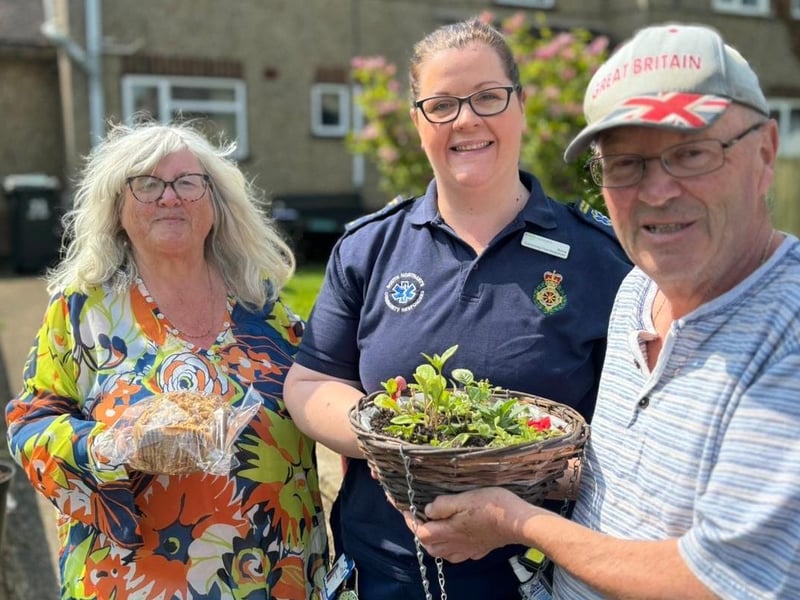 Ken and Pamela Russell pictured together with Anne, a Deanshanger Community First Responder.