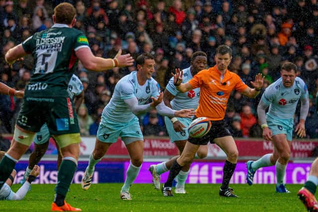 Alex Mitchell in action for Saints against Leicester last Saturday (picture: Claire Jones/redhatphoto.co.uk)