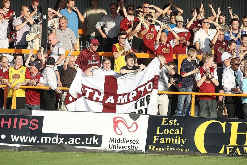 Northampton Town fans look on during the npower League two match between Barnet and Northampton Town at Underhill Stadium on October 1, 2011.