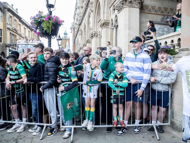 Saints players, coaches and staff celebrated with fans in Northampton town centre on Sunday (June 9) after winning the Gallagher Premiership title at Twickenham on Saturday (June 8).