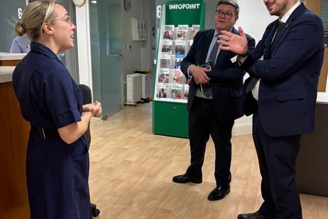 Mike Reader MP speaking to nursing staff and hospital leadership on a recent visit