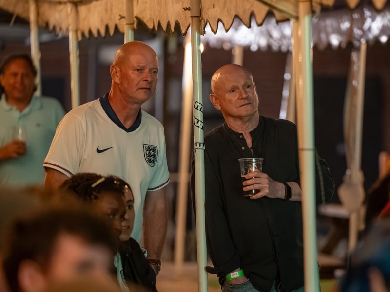 Football fans watching England vs Mexico in the garden of The Black Prince in Northampton. Photo by David Jackson.