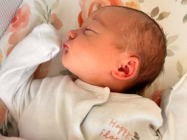 Jessie was born at 5.04am on August 25, weighing 7lbs 5oz.