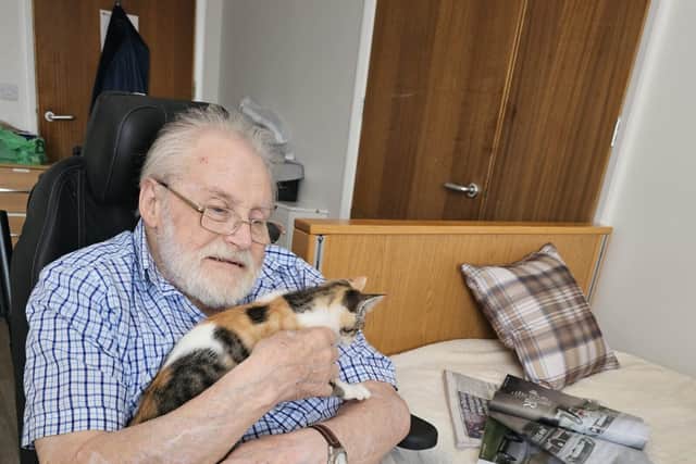 Pytchley Court - Resident, David Lunn and Poppy (kitten)