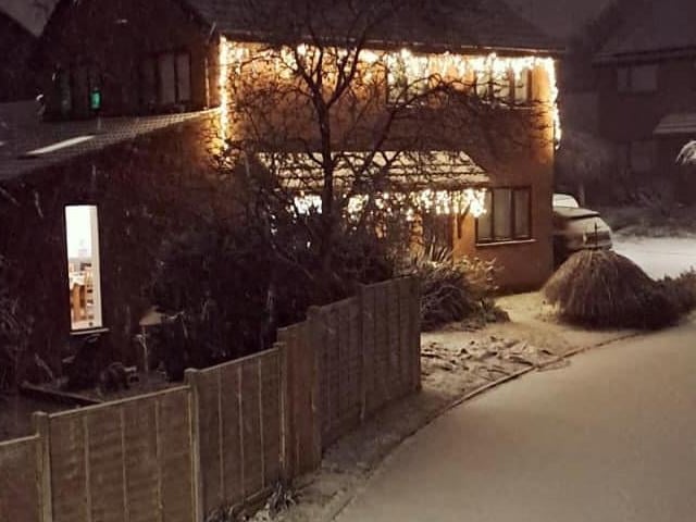 Ecton Brook covered by a blanket of snow.