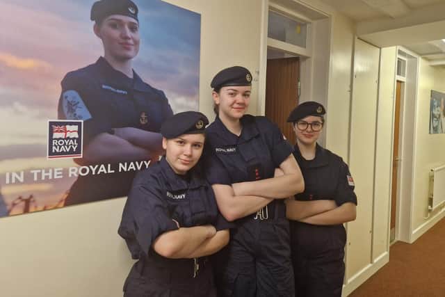 Nico, Georgia and Raluca at Hampshire military base HMS Sultan