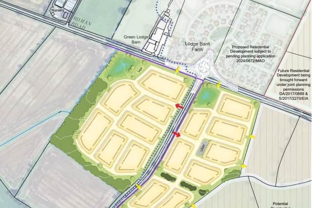 The concept masterplan shows the site split into two halves – one east and one west of Upper High Street – with around 155 homes on each parcel.