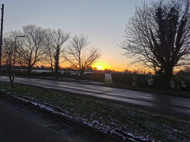 The sun setting taken from Harpole.