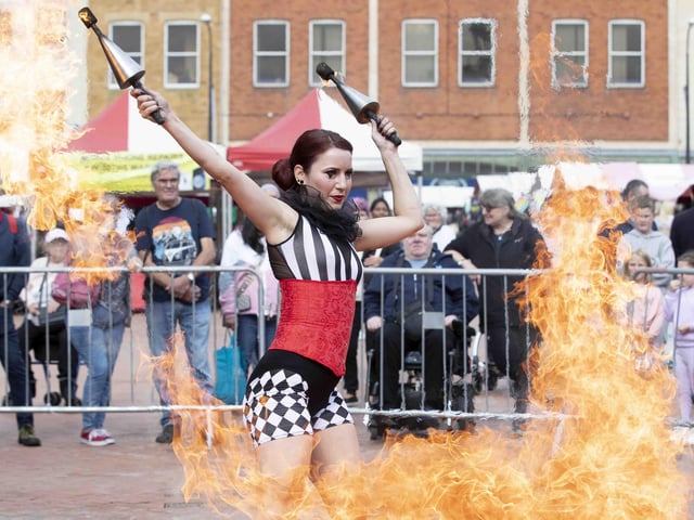 Hundreds enjoyed music, circus acts, and memories from the decade during a sixties celebration event in Northampton's Market Square on Saturday (September 24).