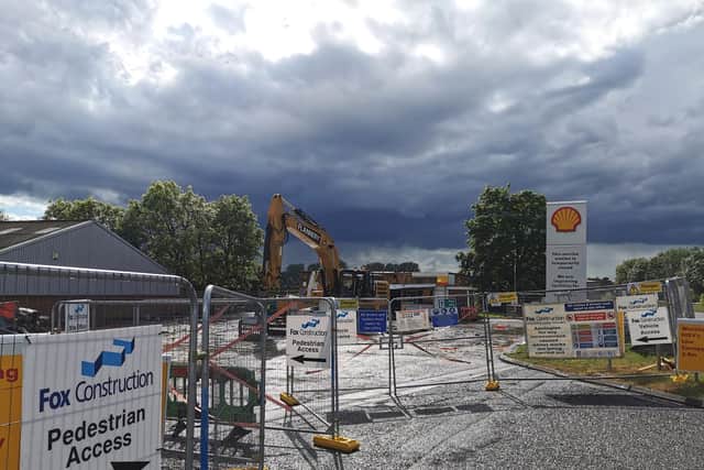 The garage on the A4500 has been demolished as part of refurbishment works