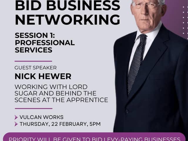 Nick Hewer will be the guest speaker at the BID Business Networking event on February 22