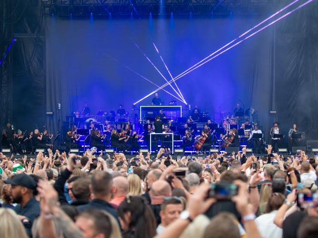 Fans inside Franklin's Gardens for Pete Tong's Ibiza Classics with The Symphony Orchestra, conducted by Jules Buckley on Friday, June 24, 2022. Photo by David Jackson.