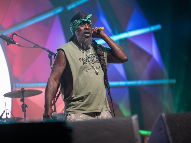 Asian Dub Foundation on stage at the Shambala Festival on Friday, August 22, 2025. Photo by David Jackson.