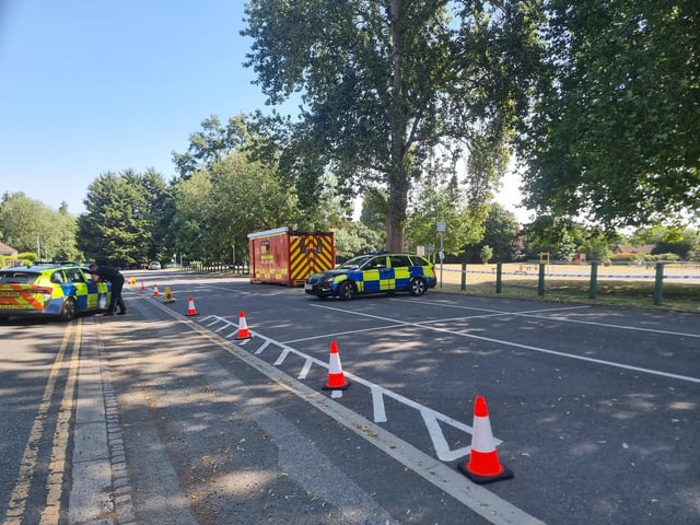 A large police cordon remains in place in Dallington Park, where officers are carrying out enquiries linked to the murder investigation.