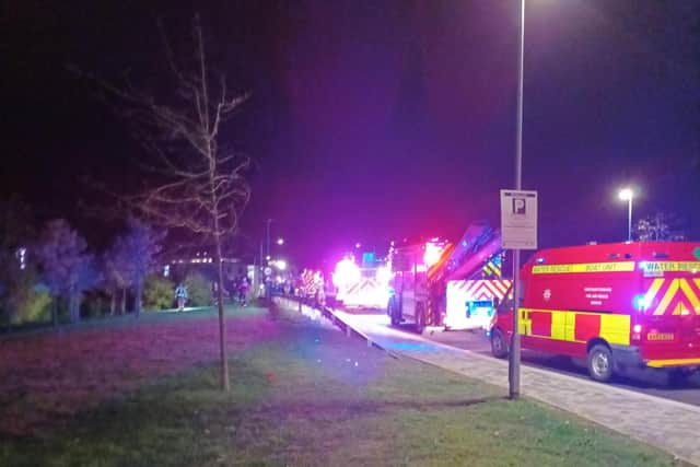 Northamptonshire Fire and Rescue Service was called by Northamptonshire Police to reports of a person in the water on University Drive in Northampton  (picture and video by René Schwartz)