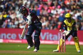 Steelbacks batter Tim Robinson is bowled by Bjorn Fortuin