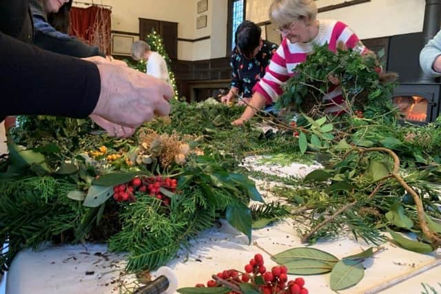 Wreath making at Courteenhall Estate