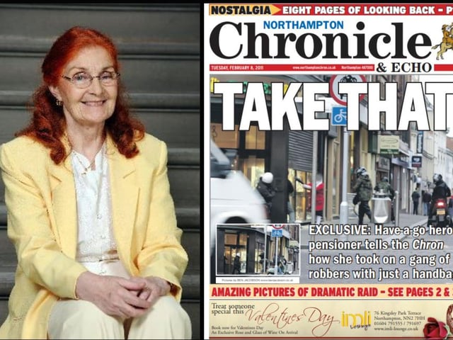 When a bungling gang of jewel thieves hit Michael Jones jewellers in 2011 armed with sledgehammers, they were no match for handbag-wielding hero Ann Timson.