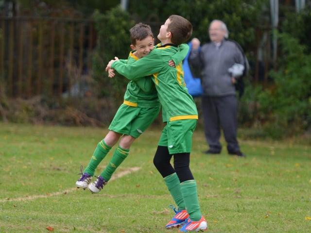 Goal celebrations at Kingsthorpe Jets v Blisworth.