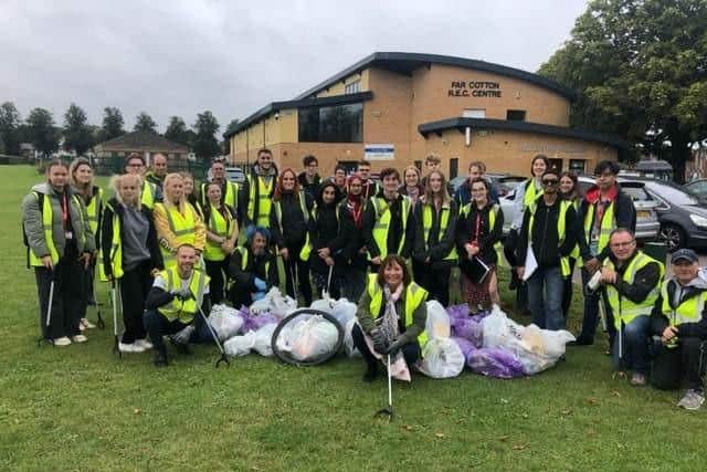 A community litter pick last year with University of Northampton students, Far Cotton Litter Pickers and Northampton Litter Wombles