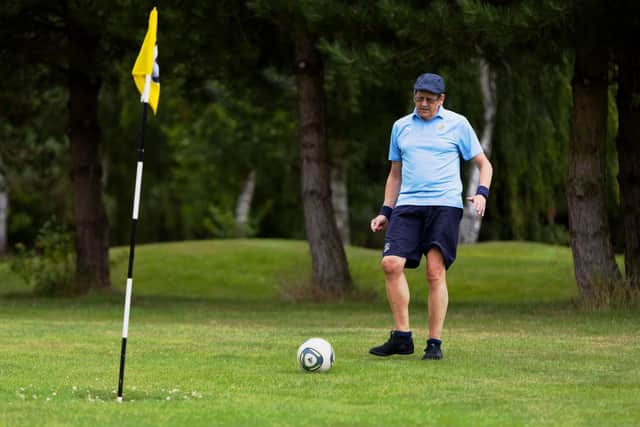 Paul Haynes in Footgolf Action at Brampton Heath Golf Centre
