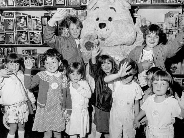 Children meet Care Bear at the Co-op toy department 1986