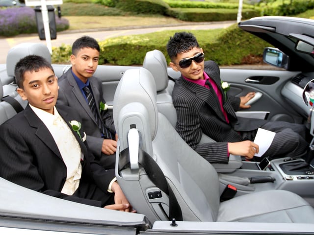 MNCE - *Prom* students arriving for Prom- Malcolm Arnold Academy school, Hilton Northampton , 100 Watering Lane Collingtree Northampton.