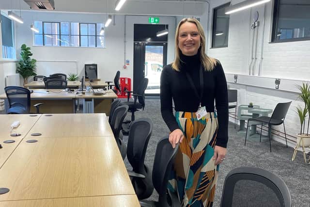 Starting Off’s Katie Goodall in the new office at Vulcan Works.