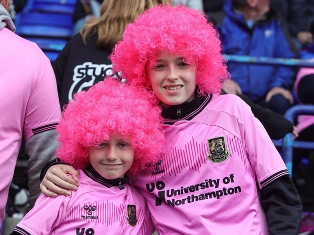 Northampton Town supporters prior to the final game of the season at Tranmere Rovers.