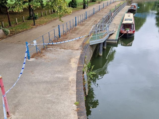 Pictures from day four of a murder probe by the River Nene near Beckets Park, where a man was found dead on a bench early Friday morning (August 1). Northamptonshire Police divers were searching the water on Monday morning (August 4) and are appealing for witnesses.