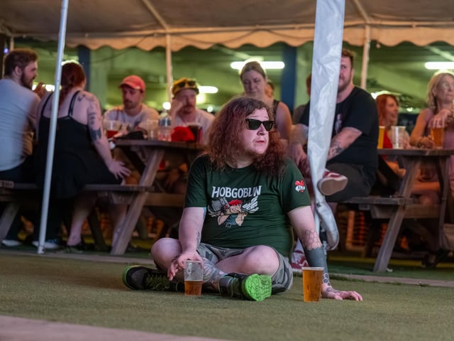Fans watching England’s 0-0 draw with Ghana in the garden of The Black Prince in Northampton on Tuesday, June 23, 2026. Photo by David Jackson.