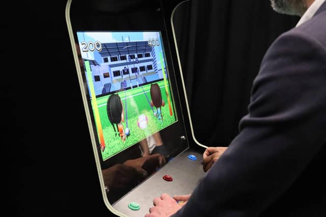 Scrum Showdown played on purpose-built arcade machine at UON.