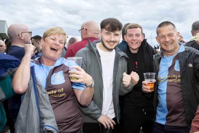Northampton Town fans at Sixfields ahead of the playoff clash against Mansfield.