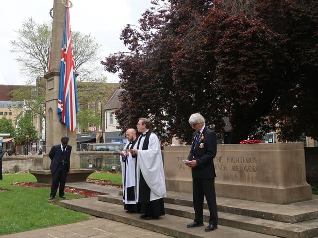A flag raising service took place at The Guildhall, followed by service in the memorial gardens at All Saints Church, on Thursday May 8.